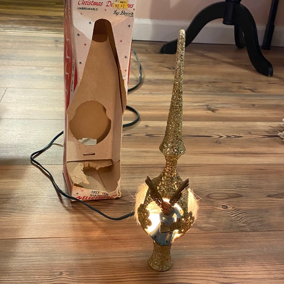 Vintage MCM Jewel Brite Lighted Christmas Tree Topper Angel Finial Spire - Picture 8 of 14